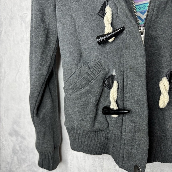 Vintage Roxy Y2K Grunge Toggle Button Jacket Faux Fur Hood  Streetwear Bella - Picture 5 of 13